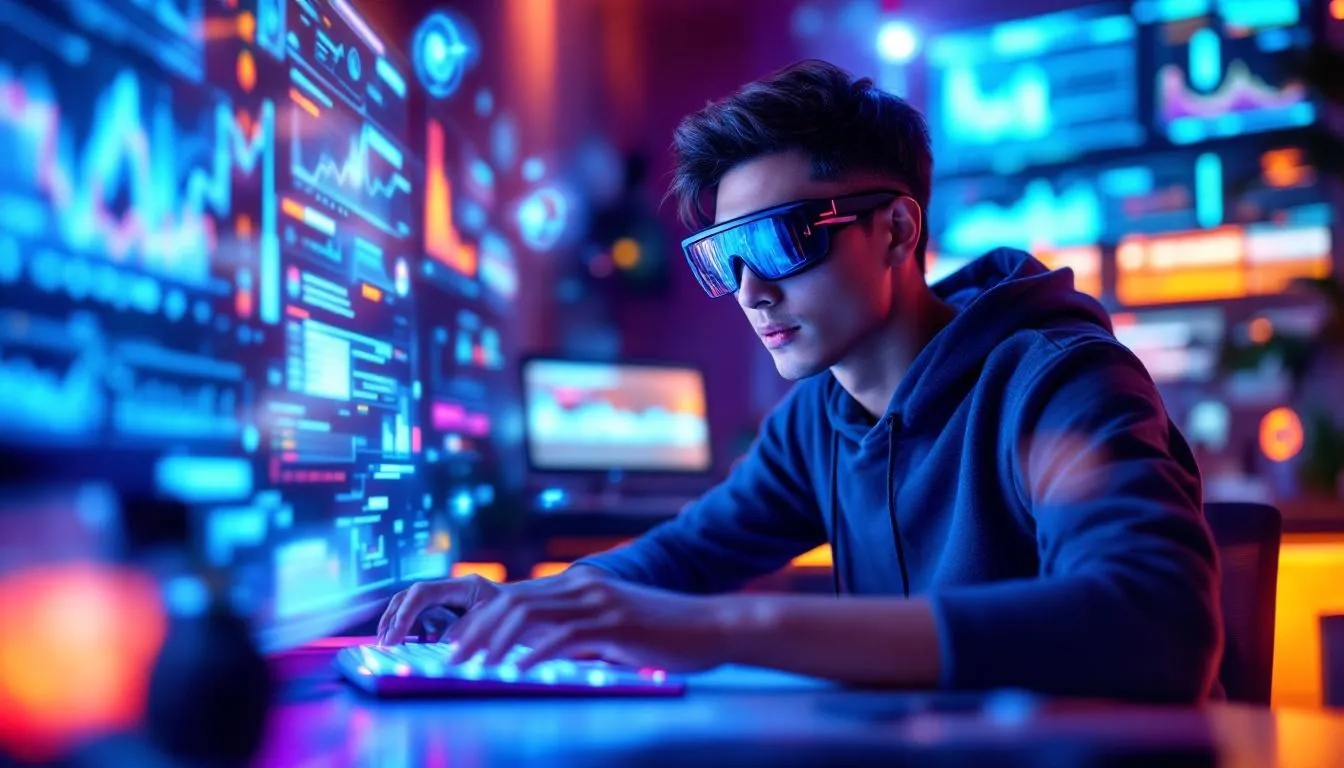 Một người đang sử dụng AI để tạo văn bản, hình ảnh và video trên máy tính xách tay